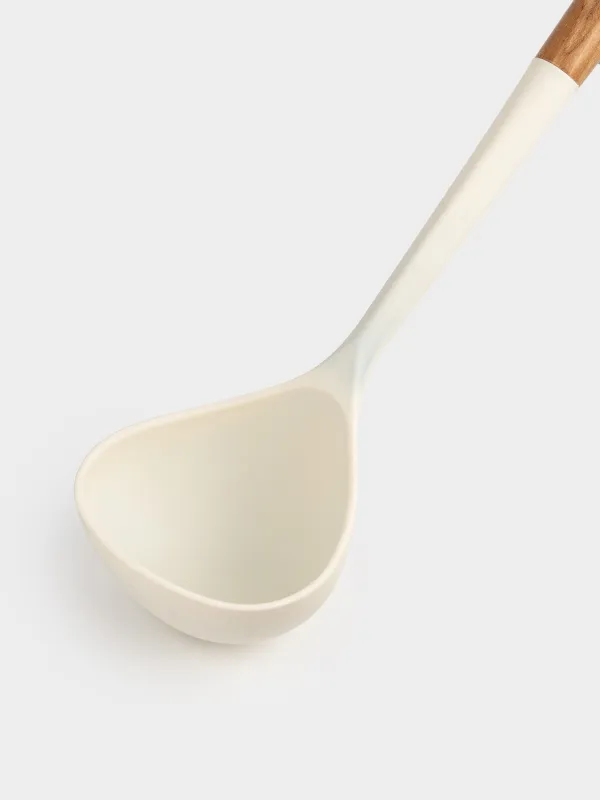 Ladle, 32 cm, silicone/wood, milky, Legerity, image-3