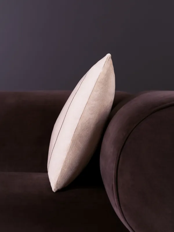 Decorative pillow, 45x45 cm, chenille/corduroy, milk, Home is my happy place, Chenill, image-4