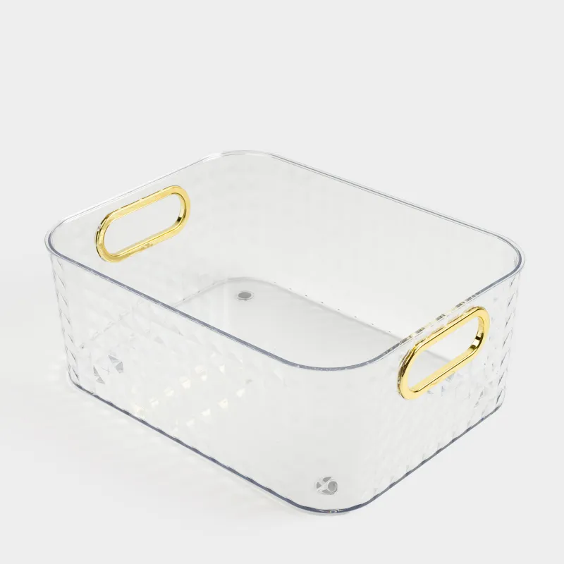 Organizer box, 27x21x10 cm, household, with gold handles, plastic, Kandy, image-3
