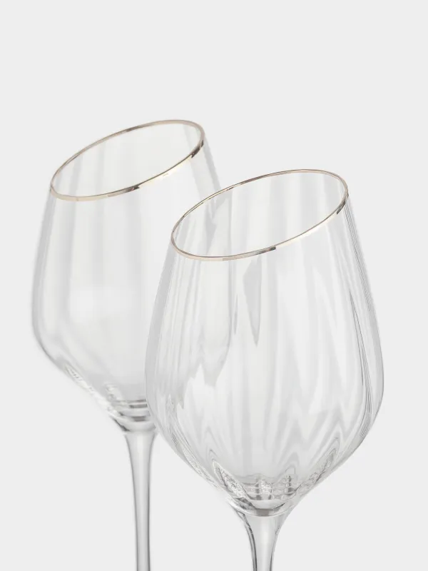 Drinking glass, 460 ml, 2 pcs, glass, with golden edging, Charm R gold, image-2