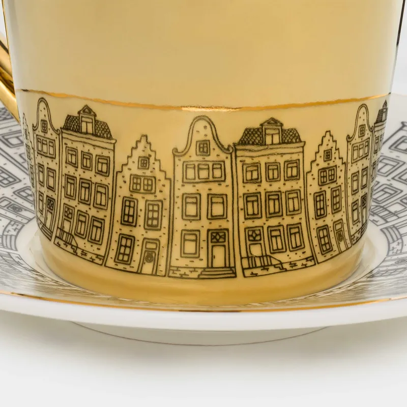 Tea pair, 1 person, 2 items, 300 ml, porcelain P, white and gold, Home, House built, image-3