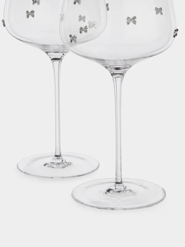 Drinking glass, 650 ml, 2 pcs, crystal glass, with silver edging, Ferentino, image-4