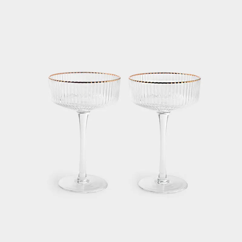 Drinking glass, 200 ml, 2 pcs, glass R, with golden edging, Ribby