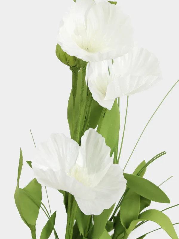 Decorative branch, 75 cm, EVA, White poppy, Poppy garden, image-3