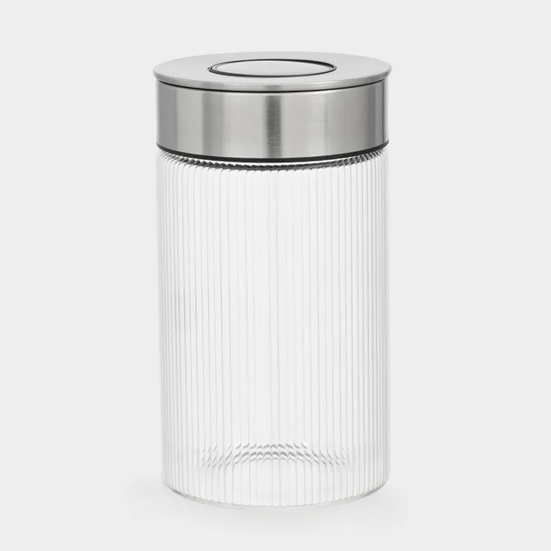 Bulk products jar, 960 ml, with vacuum lid, glass B, Ribby steel
