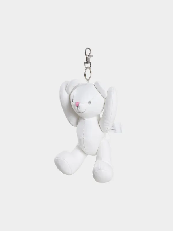 Keychain, 21 cm, soft, with movable paws, PU leather / Metal, White, Bear, Bear, image-3