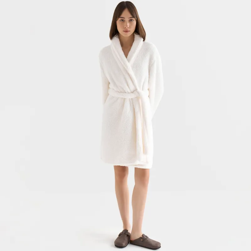 Robe for women, home, R. L, long sleeve, sherpa, milk, Lola