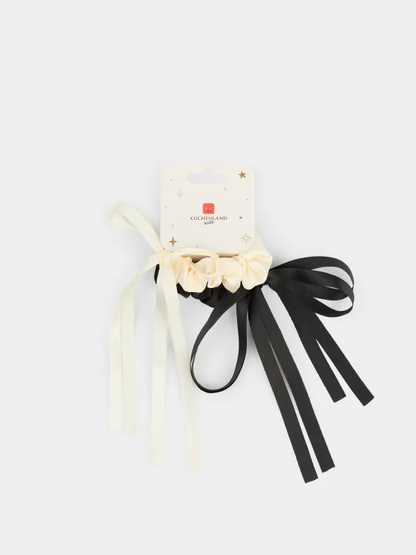 Hair tie set, 8 cm, 2 pcs, for children, satin, Silk, image-2