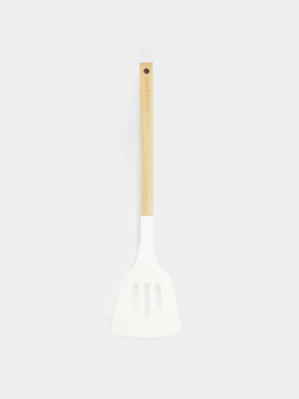 Spatula, 32 cm, with slits, silicone / wood, beige, Provence, image-0