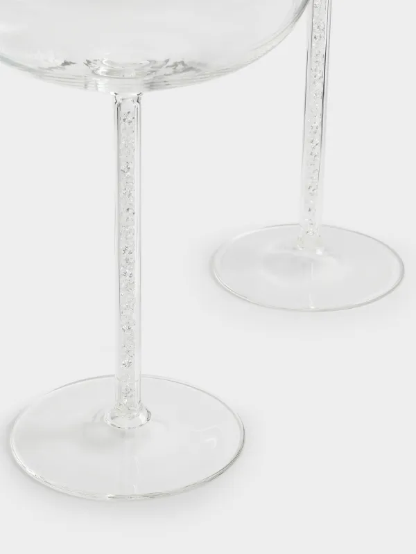 Drinking coupe glass, 300 ml, 2 pcs, glass / rhinestones, Crystal, image-2