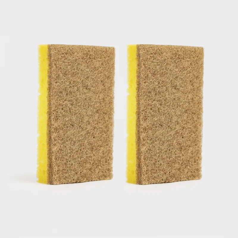 Dish washing sponge, 11x7 cm, 2 pcs, wood fiber/sisal, beige, Green clean