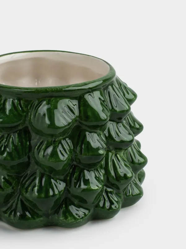 Mug, 500 ml, ceramic, green, Spruce with bow, Christmas traditions, image-3