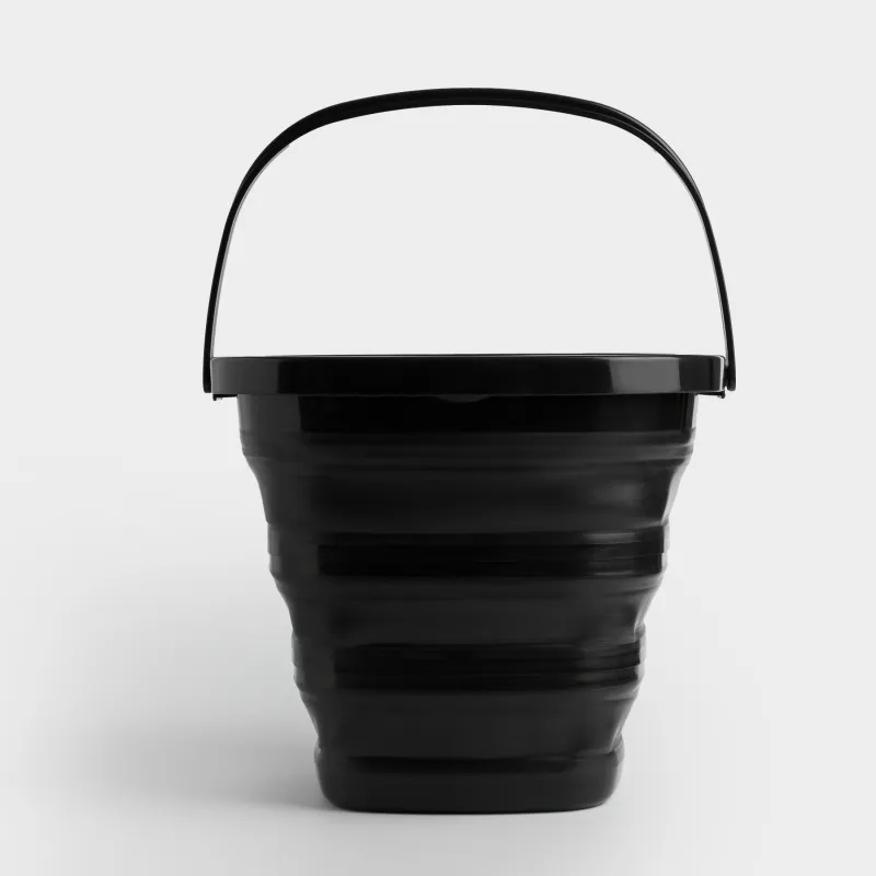 Folding bucket, 10 l, plastic/rubber, square, black, Foldaway black, image-1