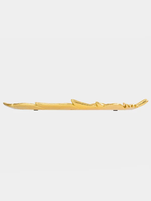 Decorative dish, 36x17 cm, polyresin, golden, Feather, Feather, image-2