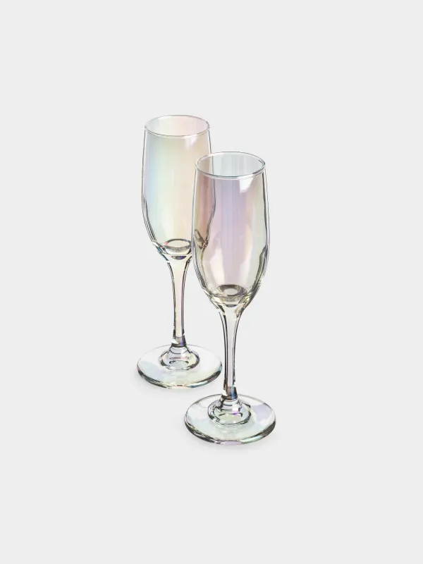 Champagne glass, 180 ml, 2 pcs, glass, mother of pearl, Floyd polar, image-1