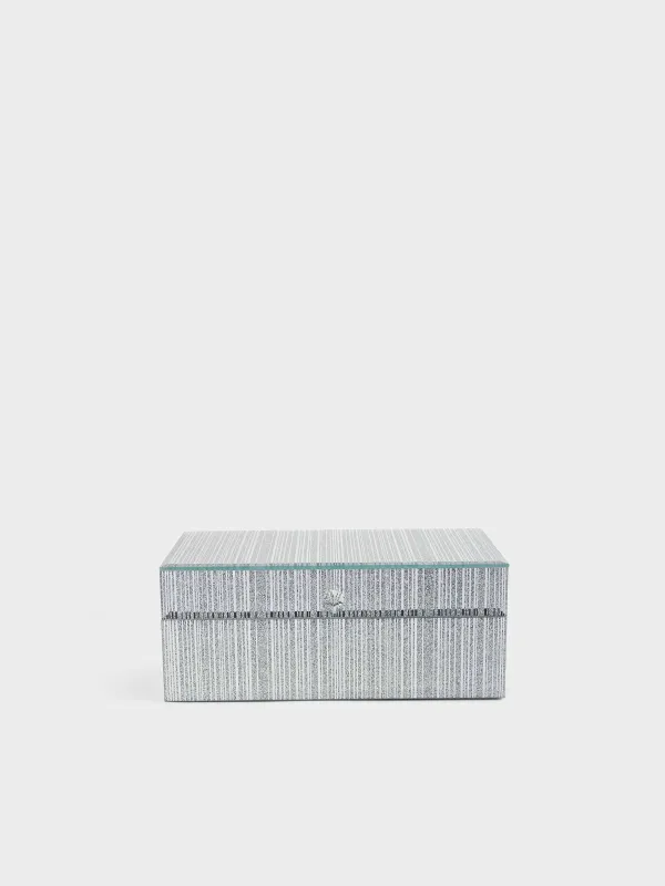 Jewelry box, 21x13 cm, glass, silver, Stripes, Actress, image-1