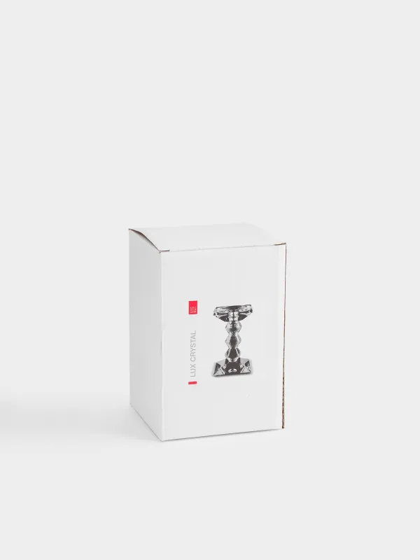 Candle holder, 15 cm, for cylindrical / thin candles, on a leg, glass, Lux crystal, image-5