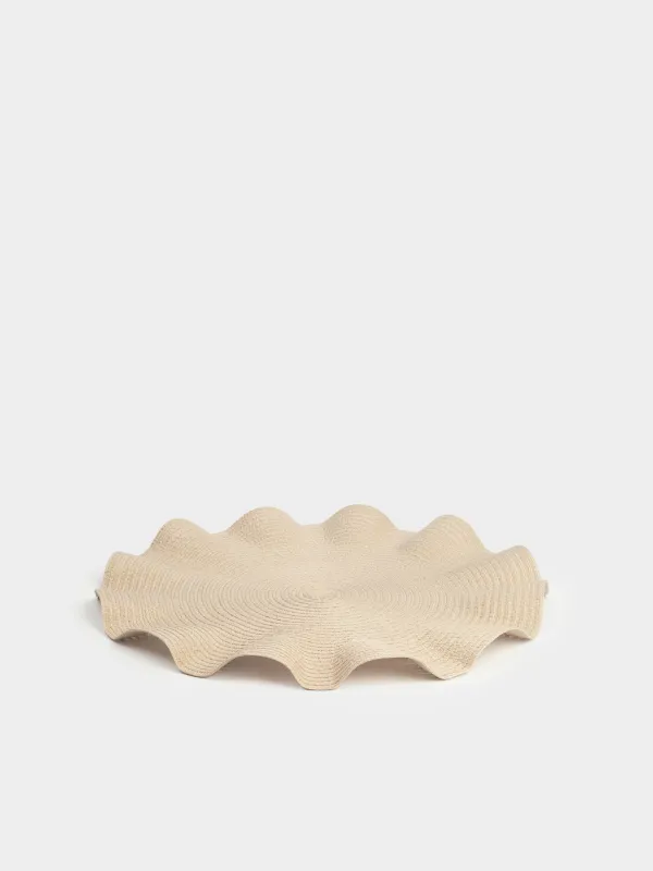 Placemat, 38 cm, polyester, round, beige, Wavy edges, Circle wave, image-1