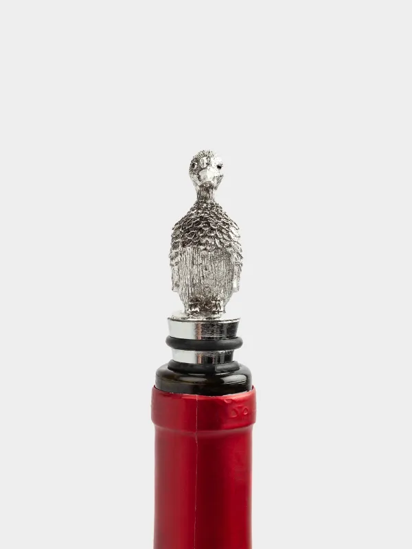 Beverage bottle stopper, 11 cm, metal, silver, Duck, Harmony, image-3