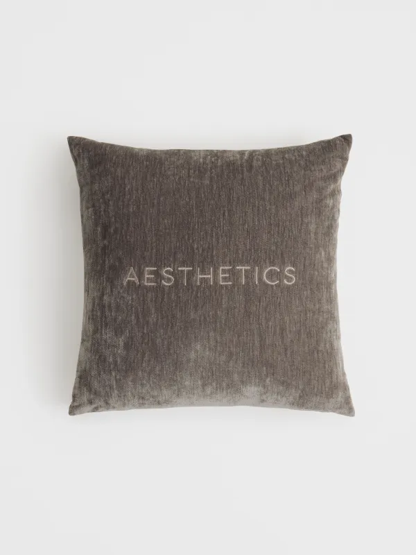 Decorative pillow, 45x45 cm, chenille/velvet, dark grey, Aesthetics, Chenille, image-0