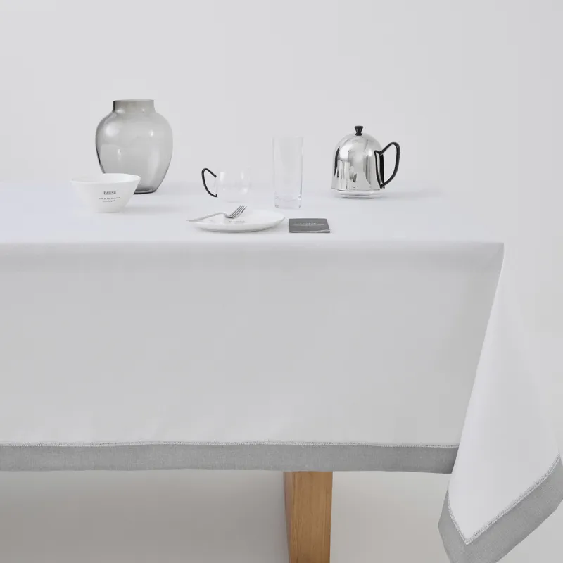 Tablecloth, 160x160 cm, polyester, white-gray, Milky way