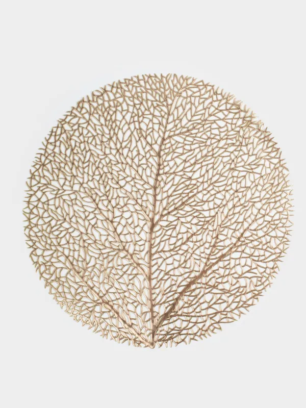 Napkin for appliances, 38 cm, PVC, round, golden, Wood, Azhur Grid, image-0