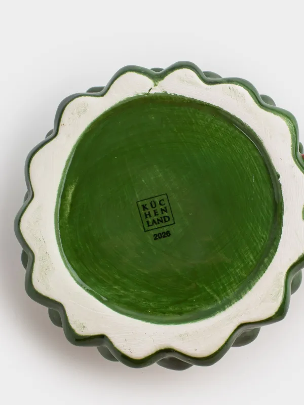 Mug, 500 ml, ceramic, green, Spruce with bow, Christmas traditions, image-4