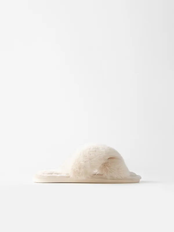 Slippers for women, home, size 36-37, polyester, beige, Tape, image-0