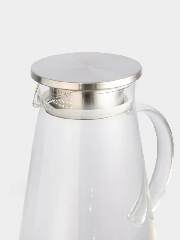 Jug, 1,7 l, with filter cover, glass B / steel, Clear, image-3