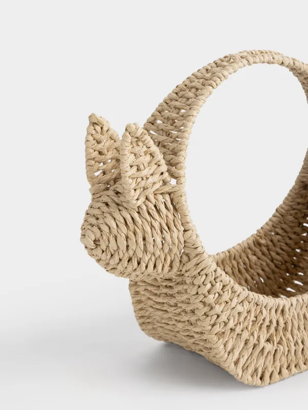 Storage basket, 26x14x26 cm, wicker, with handles, cellulose, Rectangular, Braided, image-3