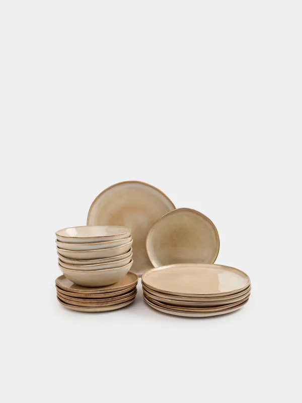 Dining set, 6 pers, 18 items, ceramic, beige, Burgos, image-0