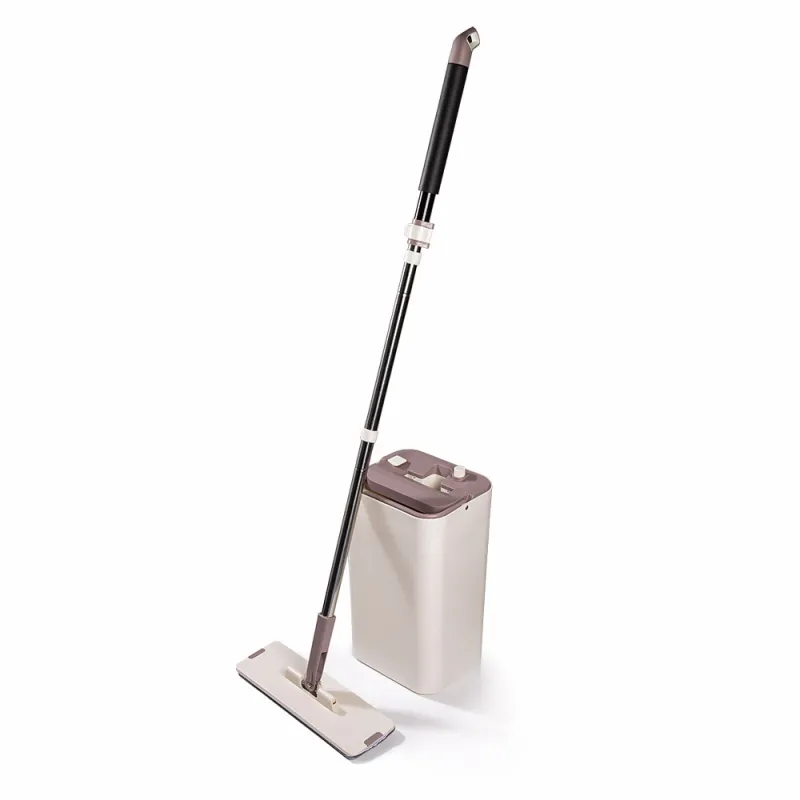 Mop with bucket, with spin and cleaning, rectangular, white-purple, Mop
