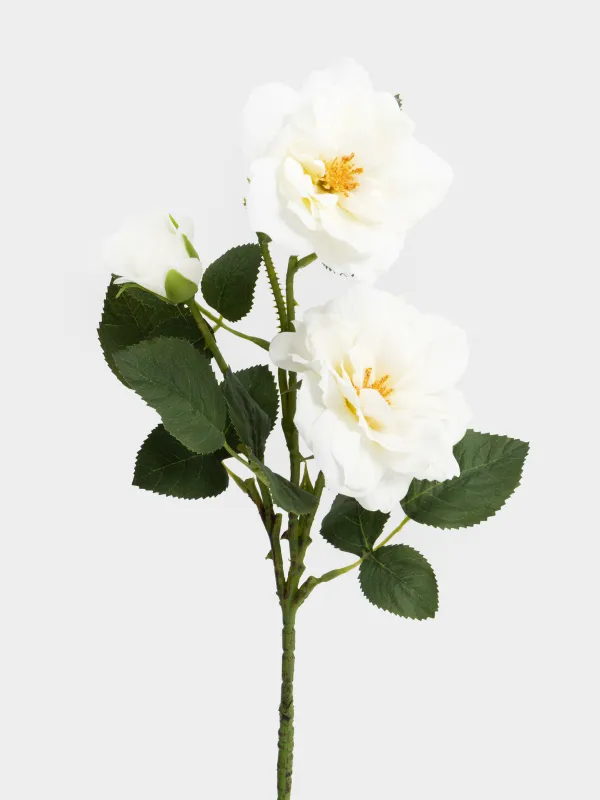 Decorative branch, 70 cm, plastic / polyester, White rose, Flower garden, image-1