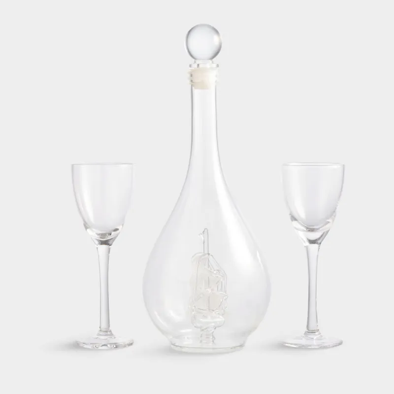 Drink set, 2 pers, 3 items, decanter / Drinking glass, Glass, Ship, Bar