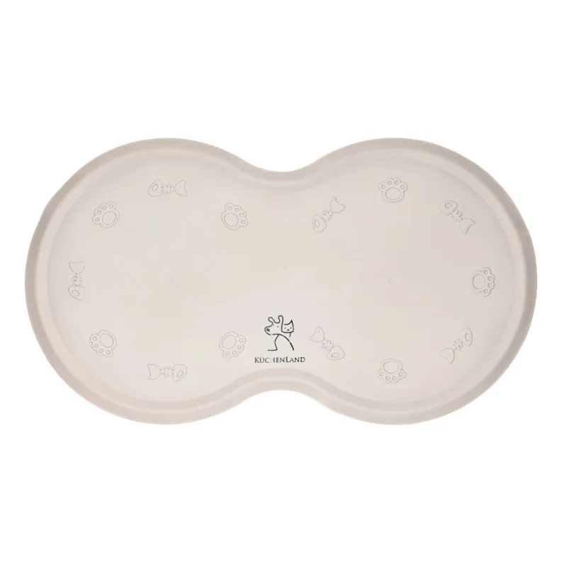 Pet bowl mat, 45x25 cm, rubber, gray-beige, Favorite pet, image-1