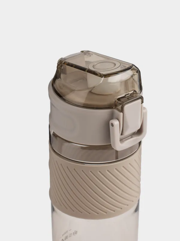 Water bottle, 600 ml, plastic / silicone, Beige, Sport, image-3