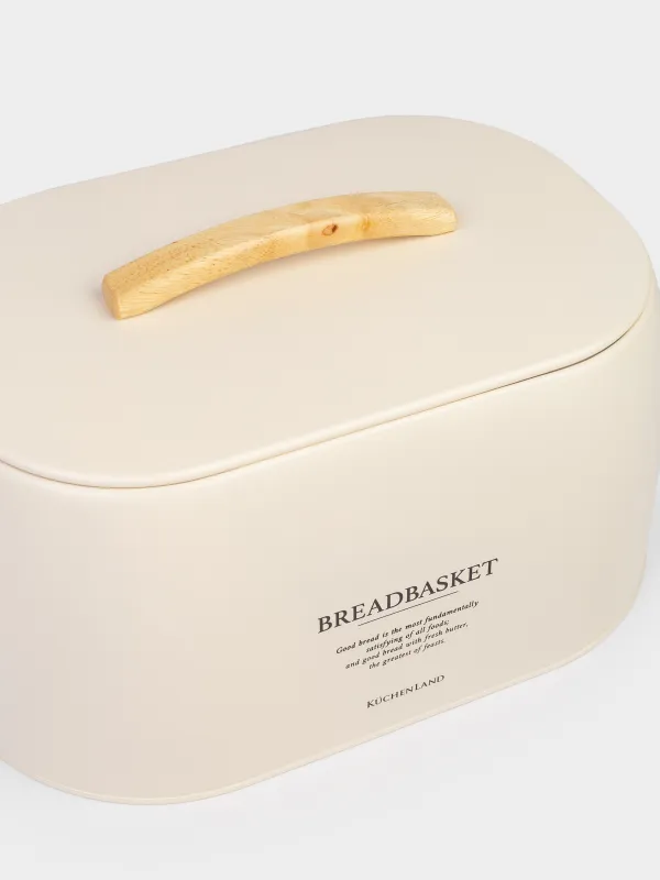 Bread box, 33x23x18 cm, metal / wood, oval, milk, Course, image-2