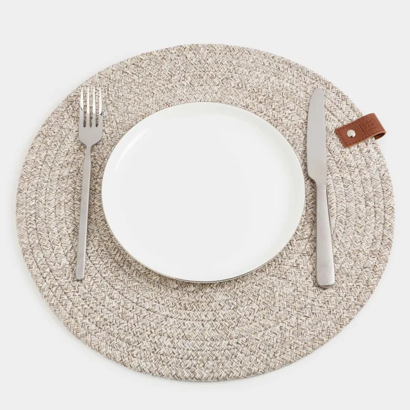 Placemat, 38 cm, polyester / cotton, round, beige-brown, Swivel, image-4