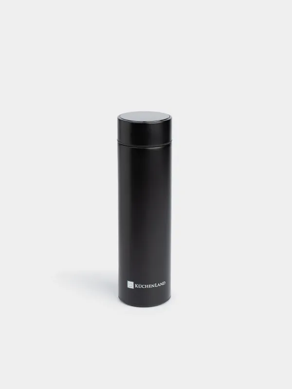 Thermos flask, 500 ml, with thermometer, steel / plastic, black, Celsius, image-0