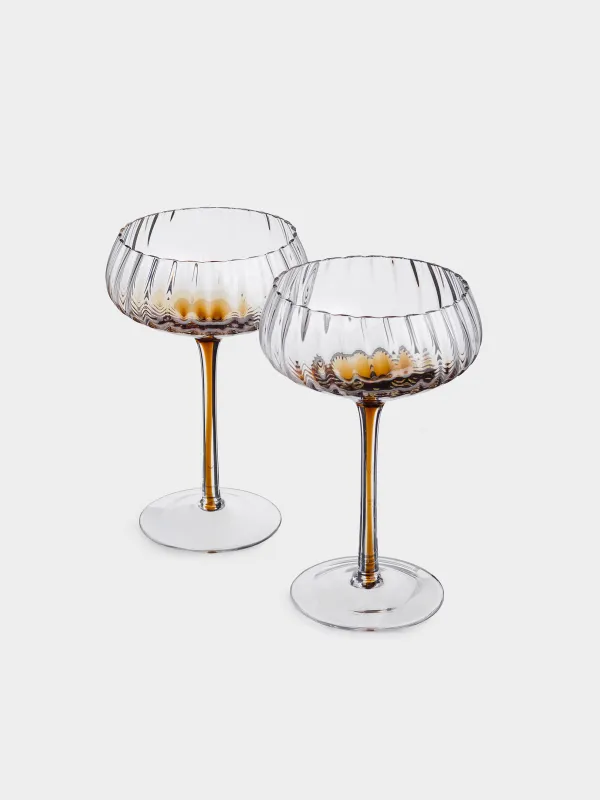 Drinking glass, 260 ml, 2 pcs, glass, brown gradient, Felino, image-1