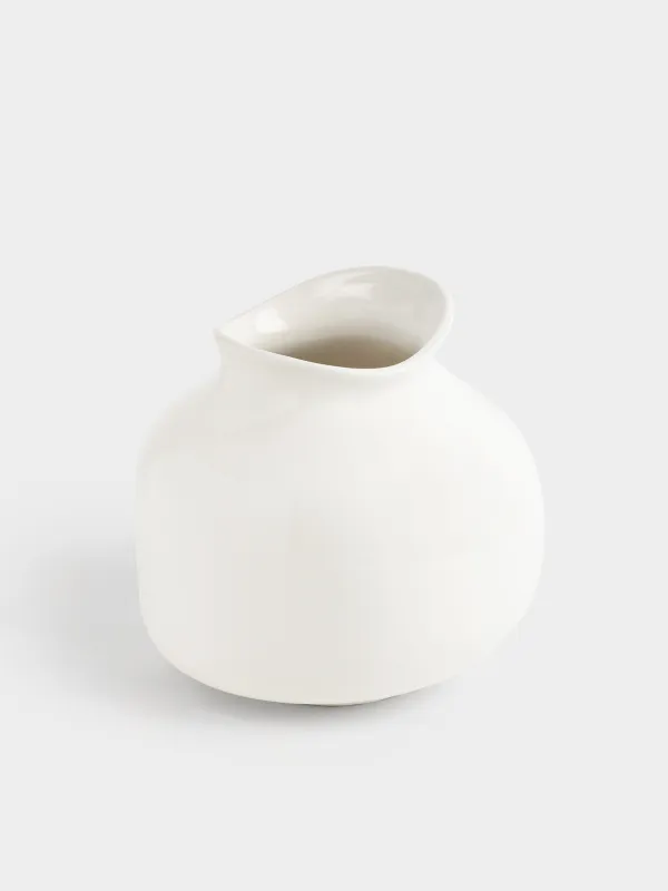 Vase for flowers, 20 cm, ceramic, milk, Curves, Antic, image-1