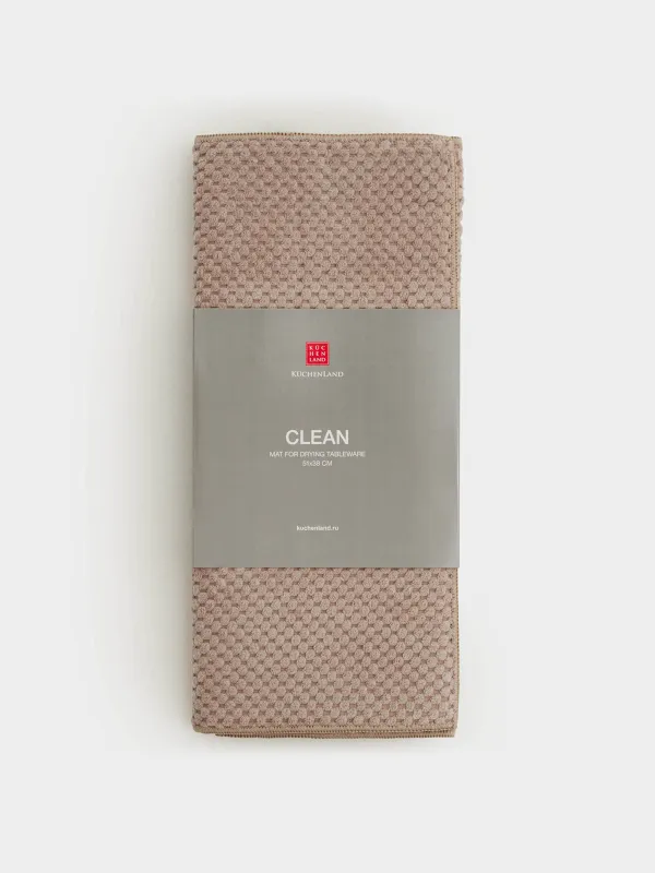 Dish drying mat, 51x38 cm, microfiber, Beige, Clean, image-2