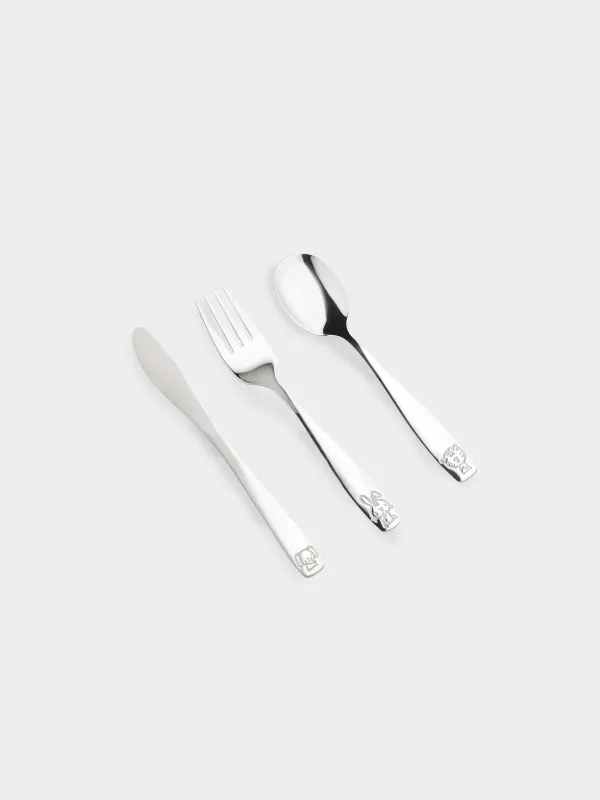 Cutlery, children's, 1 Persian, 3 pr, steel, Animal world, Zoo, image-1