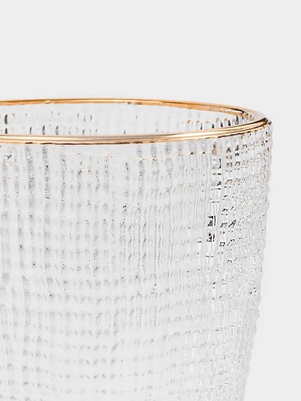 Glass, 10 cm, 320 ml, glass R, with golden edging, Grain gold, image-2