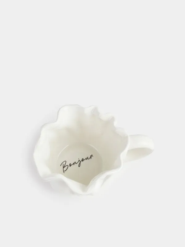 Mug, 400 ml, ceramic, milky, Crumpled effect, Crumple, image-3