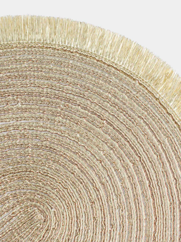 Placemat, 30x45 cm, fringed, polyester, oval, golden, Rotary shine, image-1
