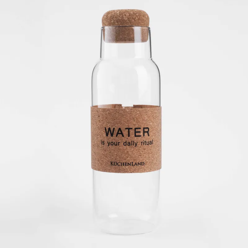 Beverage bottle, 1.25 l, with zarf, Used glass stopper, Clear font