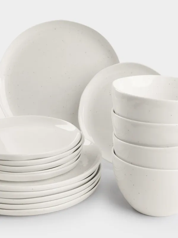 Dining set, 6 pers, 18 pr, porcelain N, milk, Dots, Boho, image-1