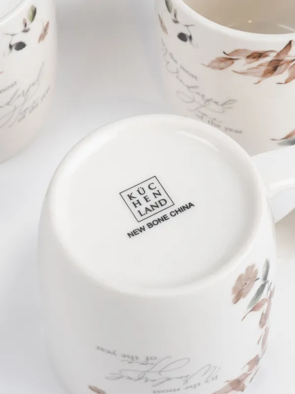 Mug, 360 ml, 4 pcs, porcelain N, Autumn flowers, Refined floral, image-3