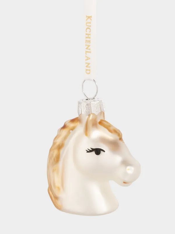 Christmas tree toy, 4 cm, glass, colorful, Horse head, Figure horse, image-2
